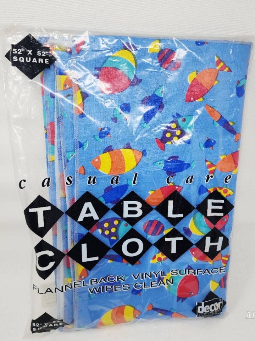 Vintage Tablecloth Flannelback Vinyl Surface Wipes Clean 52" x 52" by Dayton